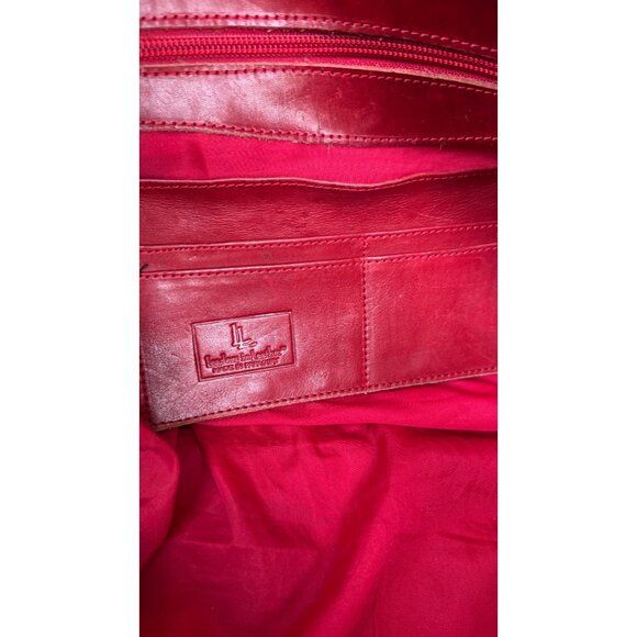 Leaders in Leather Red Brown Handbag Leather Shoulder Bag In Red & Olive Green - Picture 15 of 16